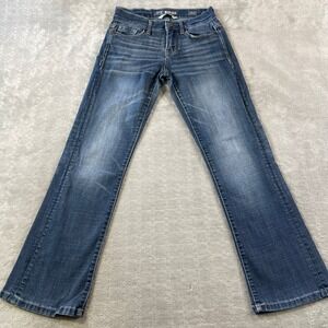 BKE Jeans‎ Aiden Womens 26S Blue Bootleg Medium Wash Stretch Denim Whiskers